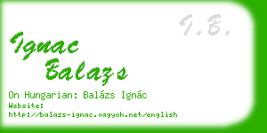 ignac balazs business card