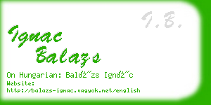 ignac balazs business card